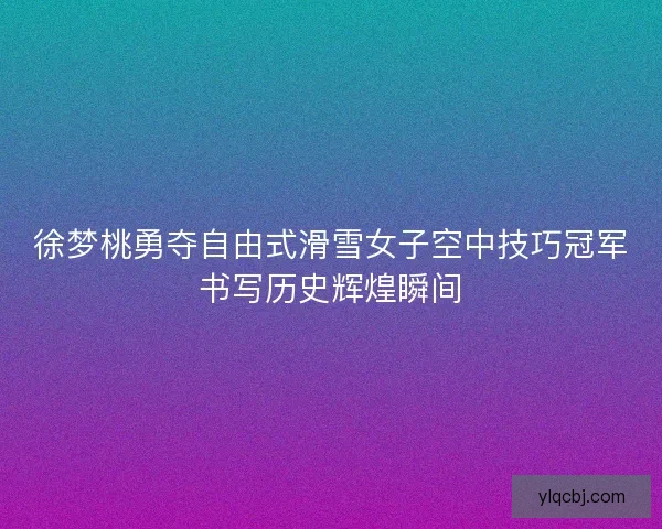 徐梦桃勇夺自由式滑雪女子空中技巧冠军书写历史辉煌瞬间