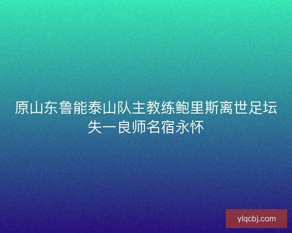 原山东鲁能泰山队主教练鲍里斯离世足坛失一良师名宿永怀 原山东鲁能泰山队主教练鲍里斯离世足坛失一良师名宿永怀