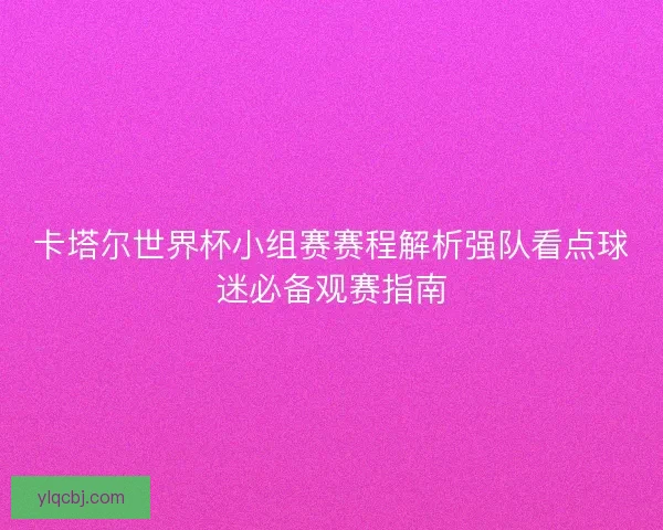 卡塔尔世界杯小组赛赛程解析强队看点球迷必备观赛指南